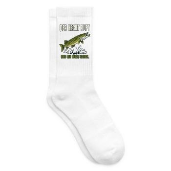 Der Hecht ruft und ich muss gehen - Angeln - Tennissocken - Weiß - Rechts