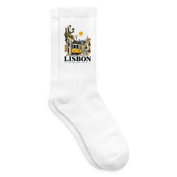 Lissabon Straßenbahn Flair - Tennissocken - Weiß - Rechts