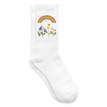 Blumen floral Pflanzen Illustration Naturmotiv - Tennissocken - Weiß - Rechts