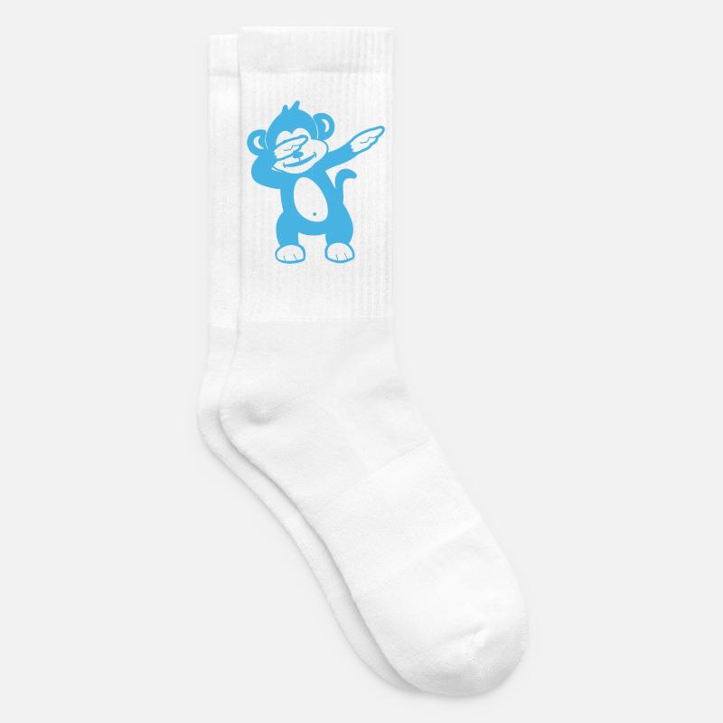 Blue Monkey Maskottchen – Verspieltes Design - Tennissocken - Weiß