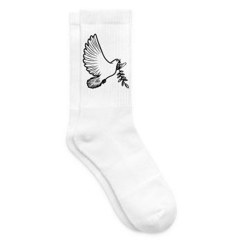 Transparente Friedenstaube mit Lorbeerzweig Friedenstaube - Tennissocken - Weiß - Rechts