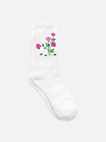 Rosen, Blumen, Garten - Tennissocken - Weiß