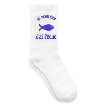 JE PEUX PAS. J'AI PÊCHE. PECHEUR. HUMOUR. RETRAITE - Chaussettes de tennis - blanc - Droite
