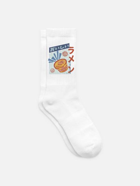 Retro Oishi Ramen - Spicy Noodles in a cup - Tennissocken - Weiß