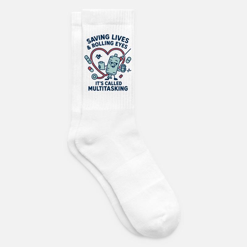 Conception multitâche de sauvetage cardiaque - Chaussettes de tennis - blanc