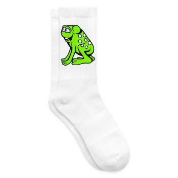 grenouille crapaud rire drôle idiot effronté assis bande dessinée - Chaussettes de tennis - blanc - Droite