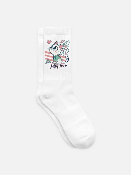 Kitty Love Geometrische Pop Art - Tennissocken - Weiß