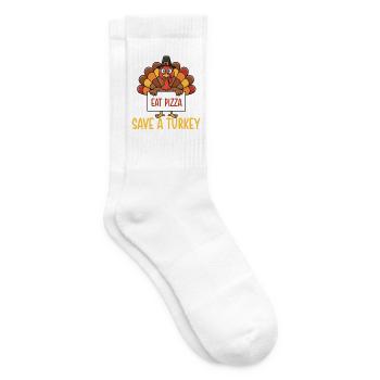 Sauver une dinde manger une pizza drôle d’automne - Chaussettes de tennis - blanc - Droite