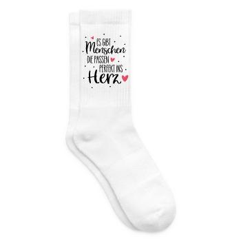 Es gibt Menschen die passen perfekt ins Herz  - Tennissocken - Weiß - Rechts