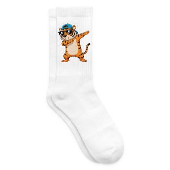 Cool Dabbing Tiger Sunglasses Cartoon Art - Tennis socks - white - Right