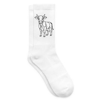 Geometrische Kuh Low Poly Outline - Tennissocken - Weiß - Rechts