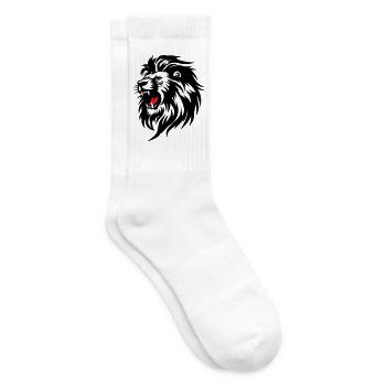 Silhouette de lion rameur avec langue rouge - Chaussettes de tennis - blanc - Droite