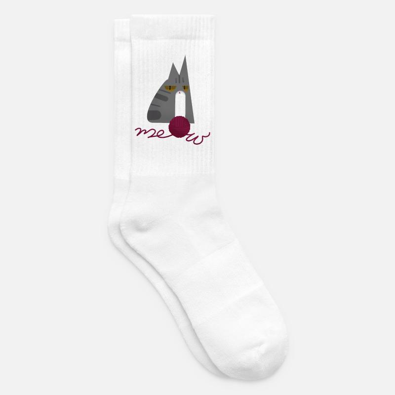 Kätzchen (grau) - Tennissocken - Weiß