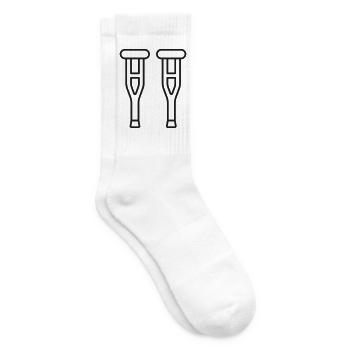 Linien-Symbol für medizinische Krücken - Tennissocken - Weiß - Rechts
