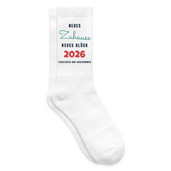 Neues Zuhause 2026 Umzug - Einzug Geschenk - Tennissocken - Weiß - Rechts