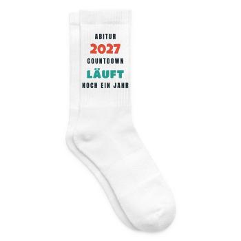 Abitur 2027 Countdown läuft noch ein Jahr - Tennissocken - Weiß - Rechts