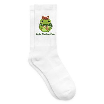 Quakender Weihnachtsfrosch mit Weihnachtsgrüßen - Tennissocken - Weiß - Rechts