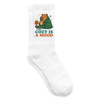 Cozy Is a Mood – Capybara mit heißer Schokolade - Tennissocken - Weiß - Rechts