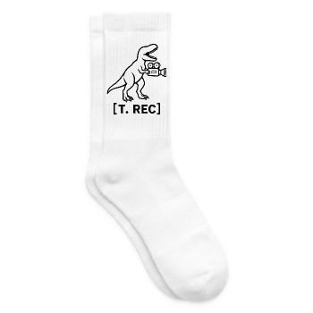 Dinosaurier Kameramann | Film Humor - Tennissocken - Weiß - Rechts