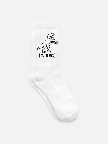 Dinosaurier Kameramann | Film Humor - Tennissocken - Weiß