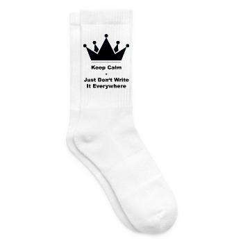 Keep Calm / Bleib ruhig - Tennissocken - Weiß - Rechts