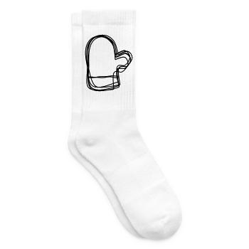 Fäustling handgezeichnet - Tennissocken - Weiß - Rechts