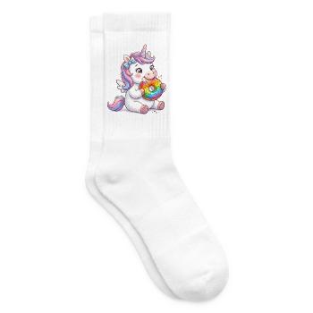 Einhorn mit Donut NeonMane - Tennissocken - Weiß - Rechts