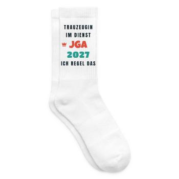 Trauzeugin im Dienst JGA 2027 ich regel das - Tennissocken - Weiß - Rechts