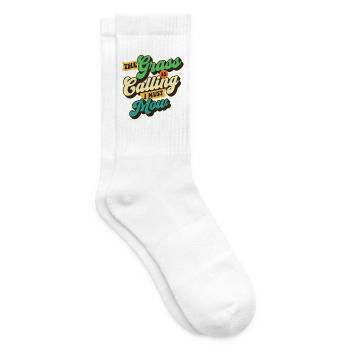 Das Gras ruft, ich muss mähen – Rasenmäher-Geschenk - Tennissocken - Weiß - Rechts