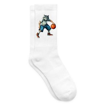 Wölfe Basketballer / Basketball Wolf - Tennissocken - Weiß - Rechts