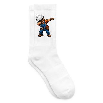 Dabbing Maurer – Lustiges Handwerker Motiv - Tennissocken - Weiß - Rechts