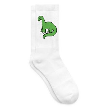 Smaragdgrüner Dino auf Schwarz - Tennissocken - Weiß - Rechts