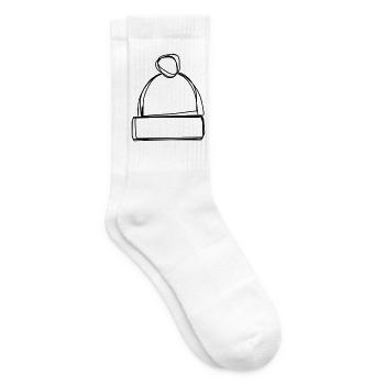 Pudelmütze handgezeichnet - Tennissocken - Weiß - Rechts