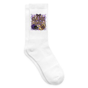 Spieltag – Lila-Gold-Football-Fan-Mama - Tennissocken - Weiß - Rechts