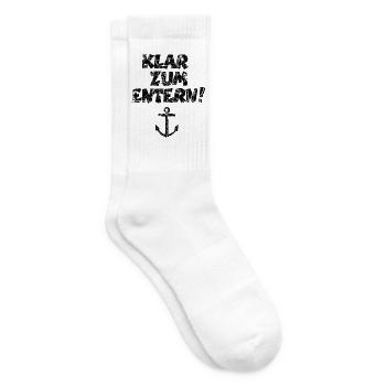 Klar zum Entern Segel Segeln (Vintage/Schwarz) - Tennissocken - Weiß - Rechts