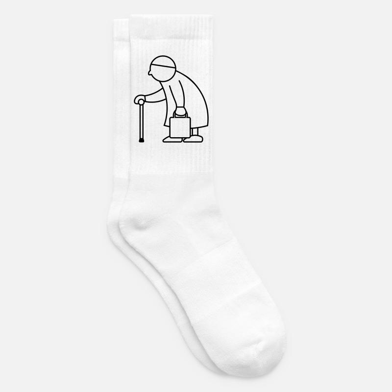 Alte Dame mit Einkaufstasche - Tennissocken - Weiß