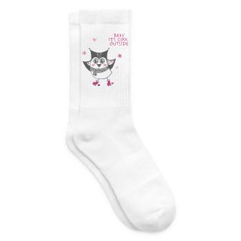 Baby it's cool outside - Owl - Tennis socks - white - Right