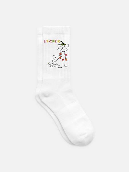 Erdbeeren Katze - Tennissocken - Weiß