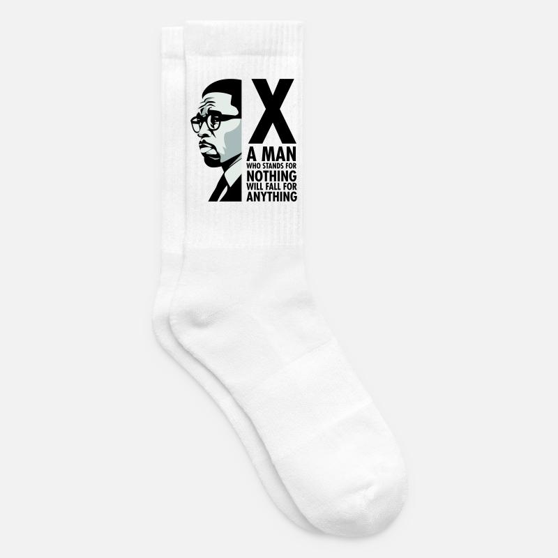 Malcolm X - A man who stands for nothing will fall - Tennis socks - white