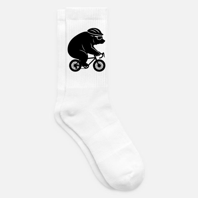 Ours géant sur un minuscule vélo de gravier - Chaussettes de tennis - blanc