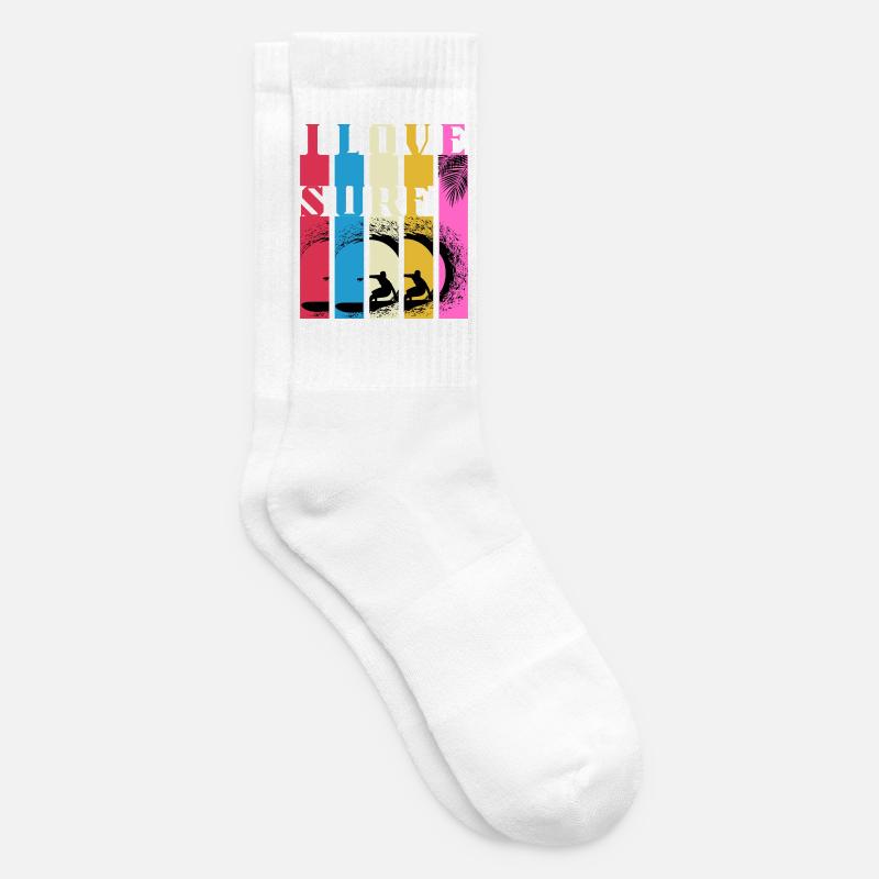 Vagues de Surf Multicolores - Chaussettes de tennis - blanc