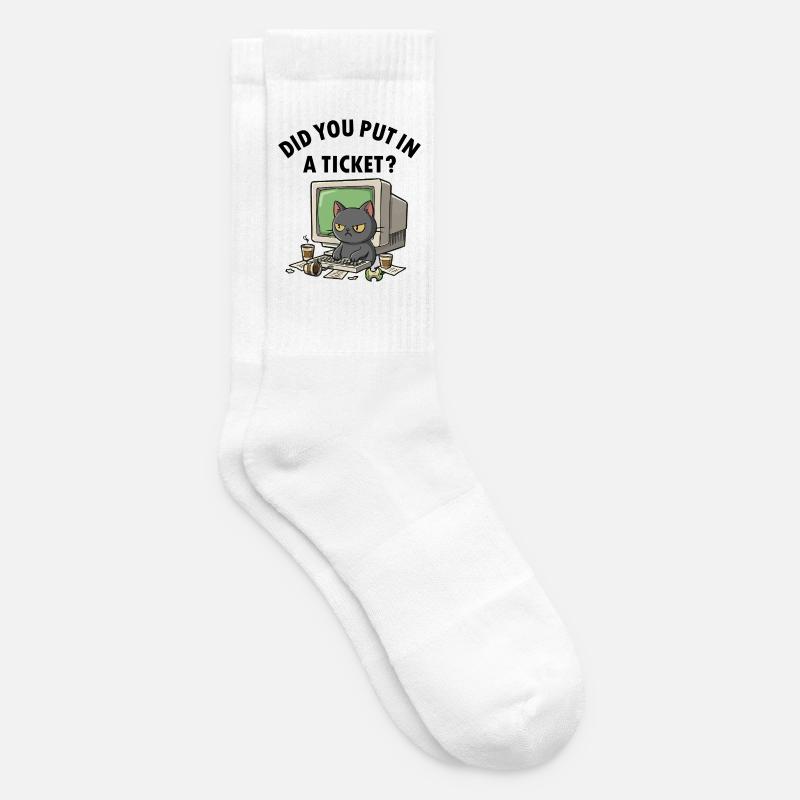 Helpdesk Cat demande, vous avez créé un ticket - Chaussettes de tennis - blanc