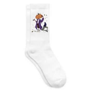 Dashing pumpkin in Purple Coat - Tennis socks - white - Right