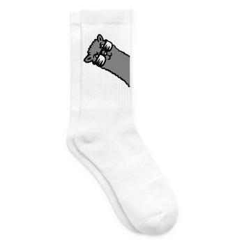 Llama Alpaca Head Sunglasses Cool Gray Funny Cute - Tennis socks - white - Right
