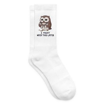 J’ai besoin de café pour plus tard - Funny Owl - Chaussettes de tennis - blanc - Droite