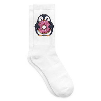 Cute Penguin Donut Dessert Cartoon Sugar - Tennis socks - white - Right
