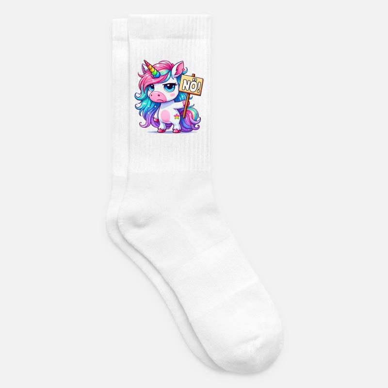 Regenbogen-Einhorn mit Nein-Schild - Tennissocken - Weiß