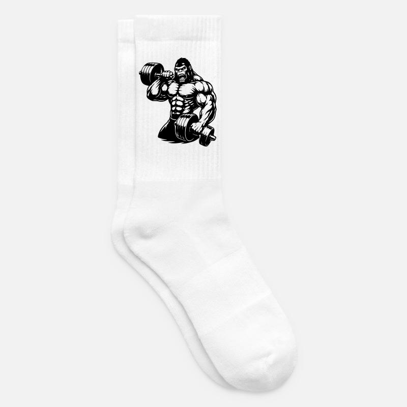 Muscular gorilla doing bodybuilding - Tennis socks - white