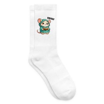 Lese-Maus im Hoodie - Tennissocken - Weiß - Rechts