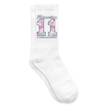 11th Birthday 2026 Flamingos Girl Gift Idea - Tennis socks - white - Right